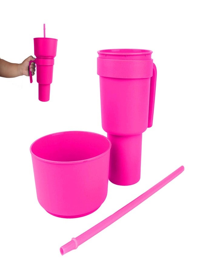 Aatraay Stadium Tumbler with Snack Bowl 2 In 1 Beverage Cup Top Snack Bowl for Movie Leakproof Snack Tumbler with Straw Portable Reusable Snack and Drink Cup for Home Travel () - Image 1